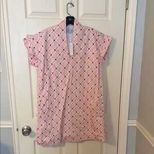 Brooke Wright Designs winter Aztec Nancy dress Pink and Red Patterned Dress